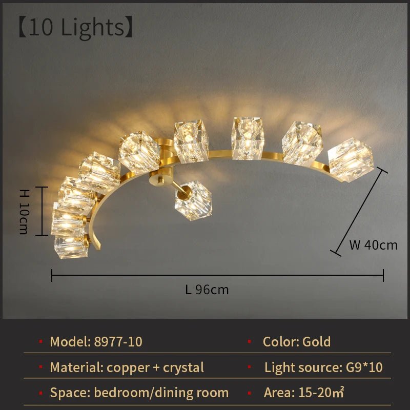 Acapoco Golden Arc Crystal LED Chandelier - Lumen Attic