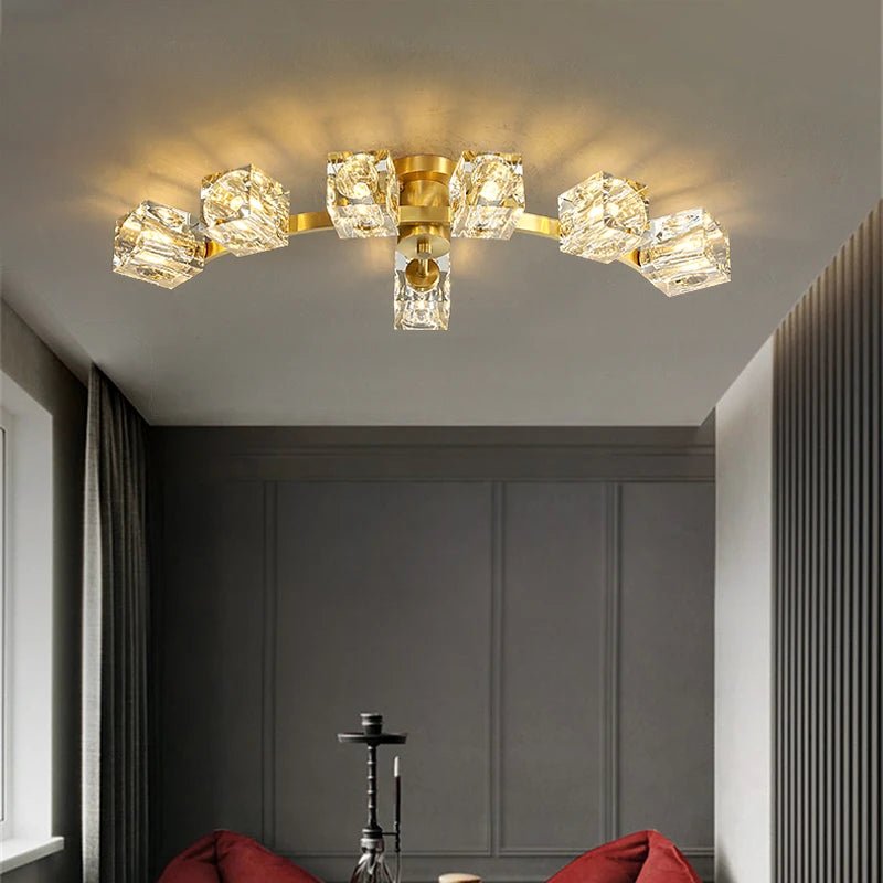 Acapoco Golden Arc Crystal LED Chandelier - Lumen Attic