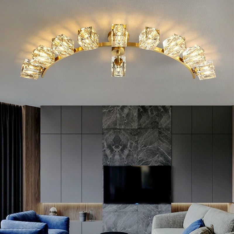 Acapoco Golden Arc Crystal LED Chandelier - Lumen Attic