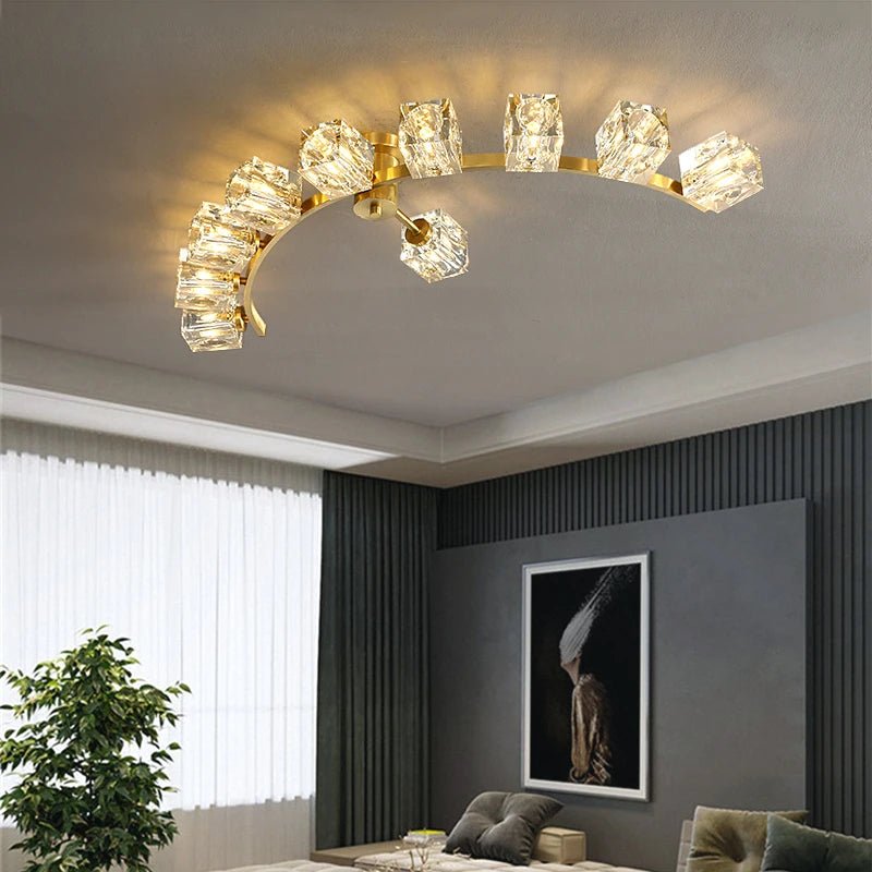 Acapoco Golden Arc Crystal LED Chandelier - Lumen Attic