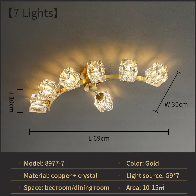 Acapoco Golden Arc Crystal LED Chandelier - Lumen Attic