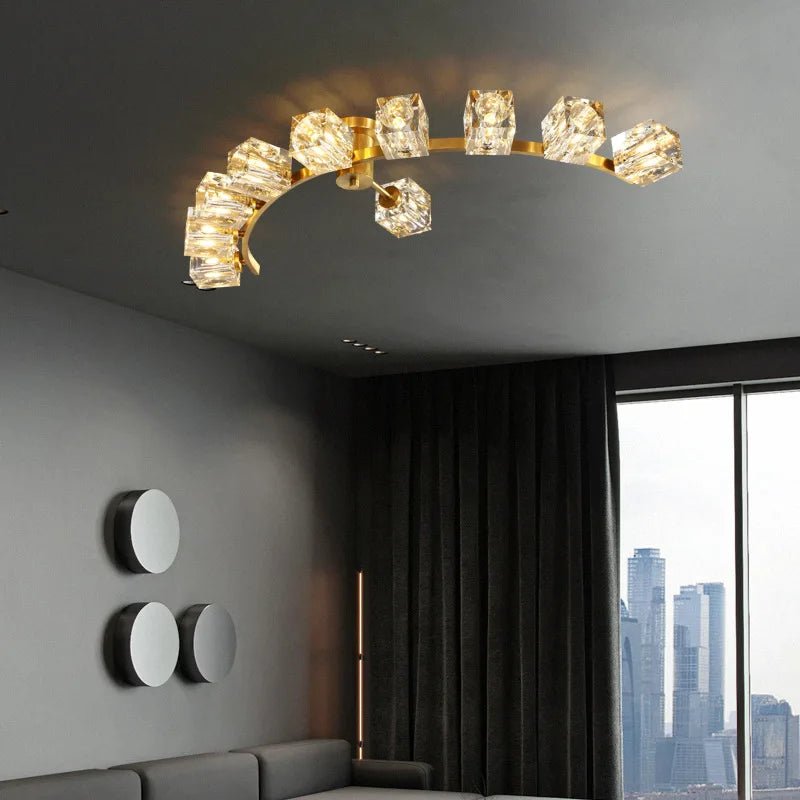 Acapoco Golden Arc Crystal LED Chandelier - Lumen Attic