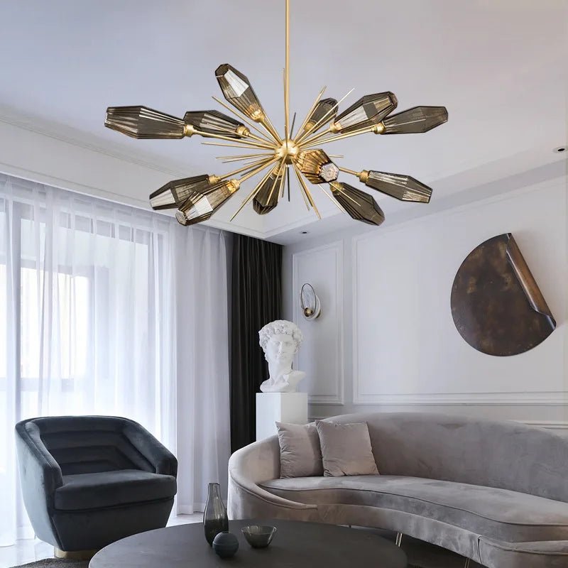 Aldolina Satellite Chandelier LED Gray Glass Creative Hanging Light - Lumen Attic