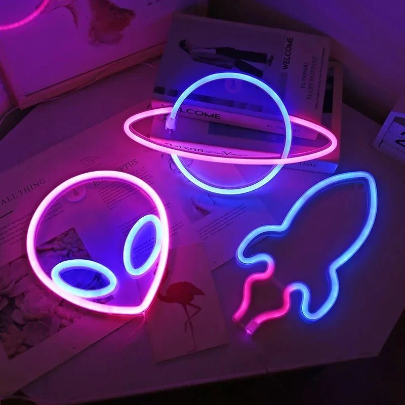 Alien and Space Neon Night Lights - Lumen Attic