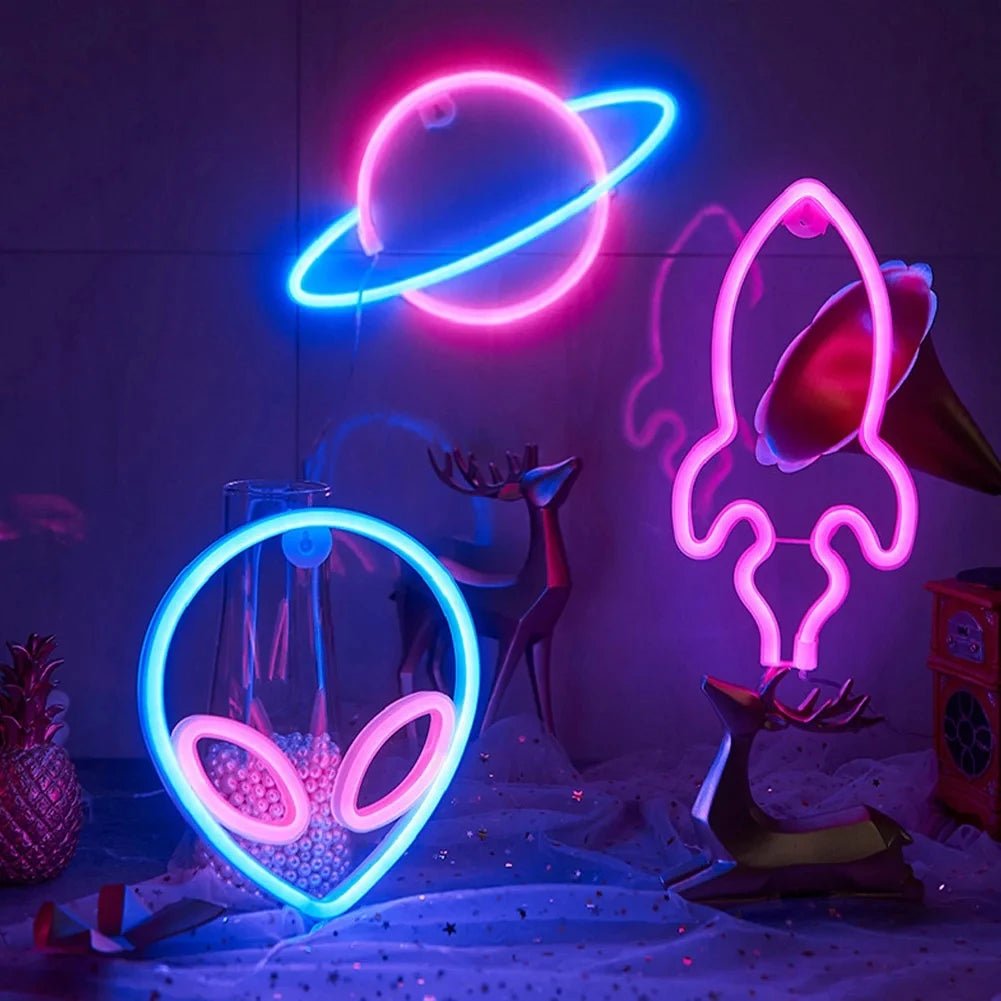 Alien and Space Neon Night Lights - Lumen Attic