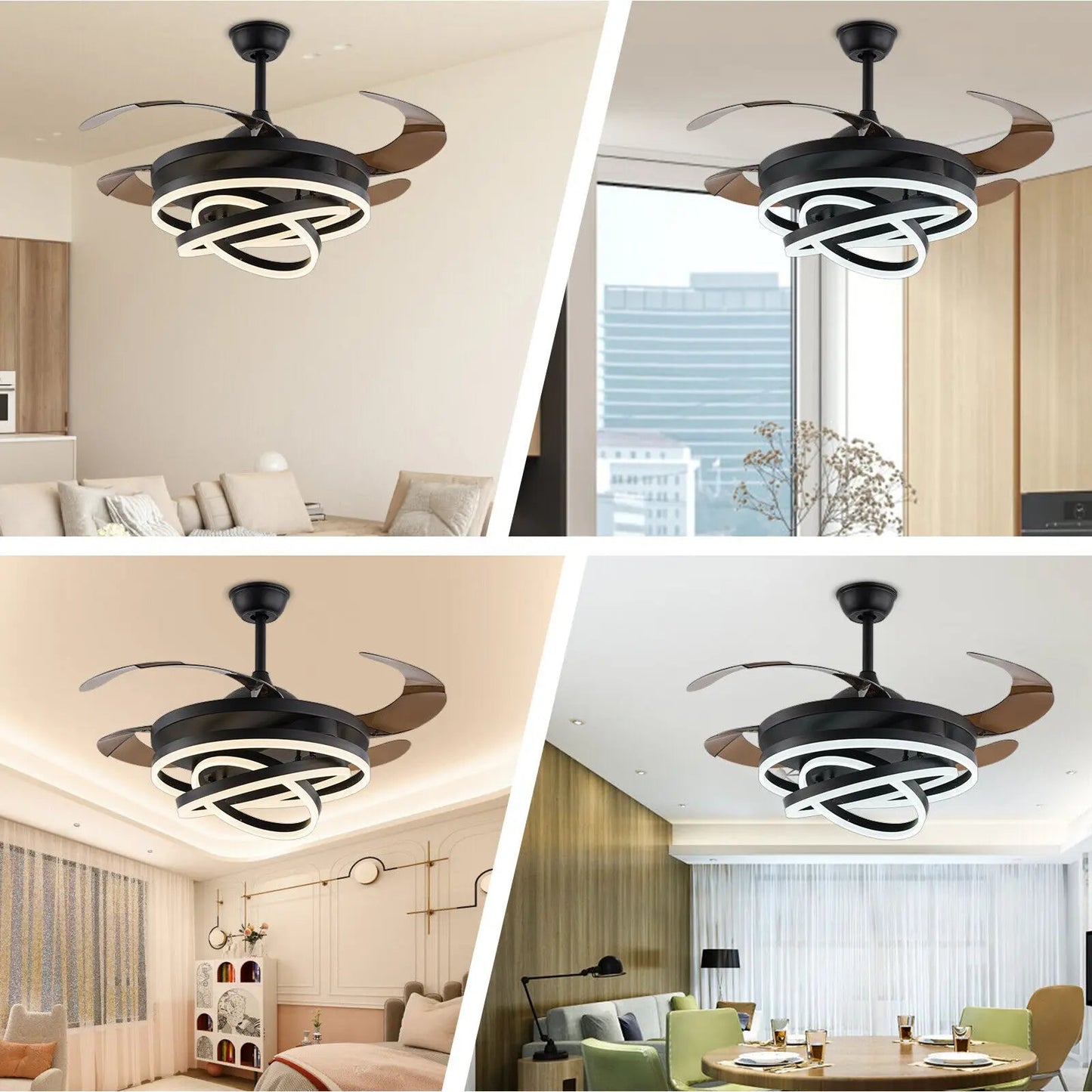 Benfred 42" Modern LED Light Retractable Fan - Lumen Attic