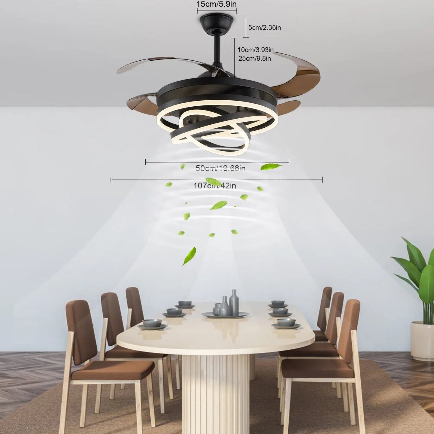 Benfred 42" Modern LED Light Retractable Fan - Lumen Attic