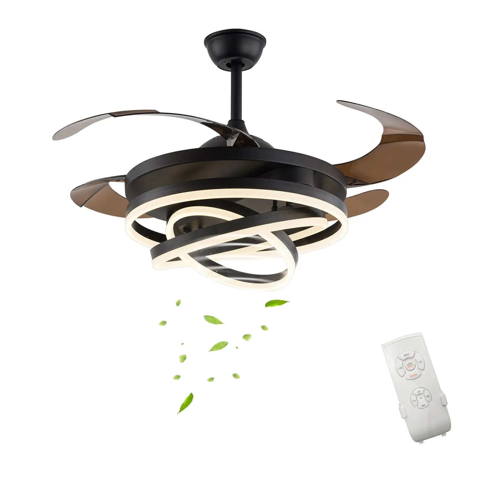 Benfred 42" Modern LED Light Retractable Fan - Lumen Attic