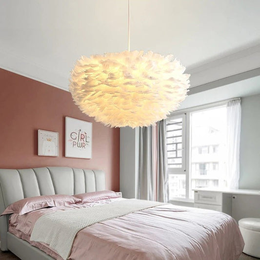 Boho Feather Chandelier Nordic Modern Bedroom - Lumen Attic