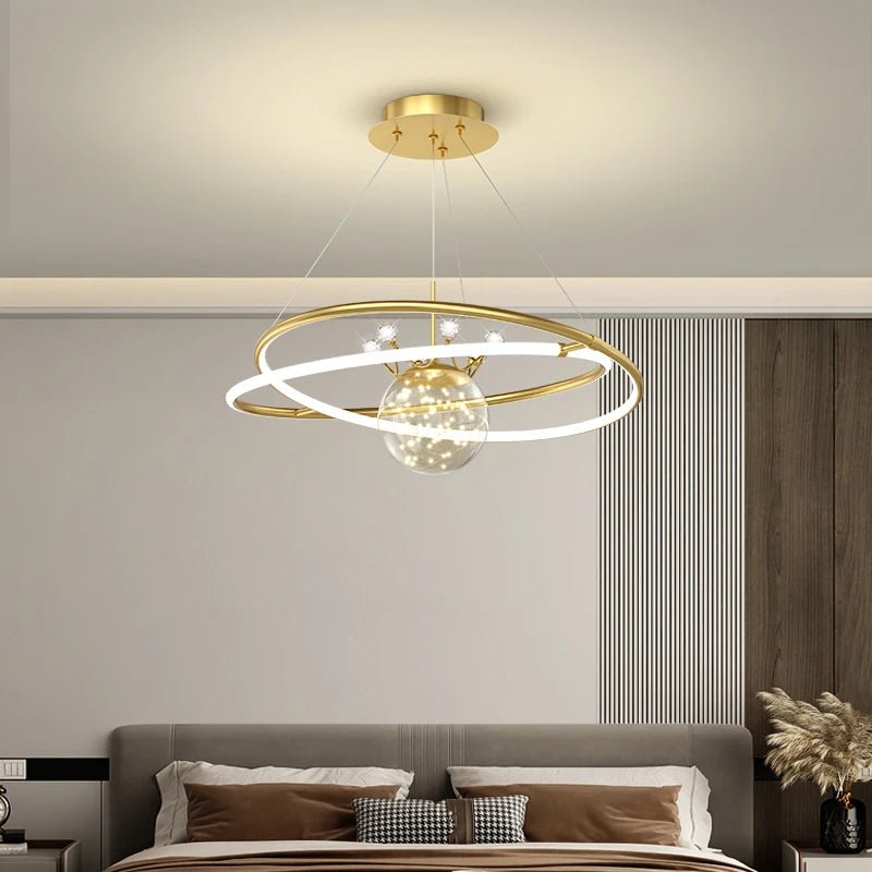 BORUIMEI Golden Rings Modern LED Chandelier - Lumen Attic