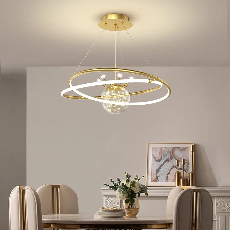 BORUIMEI Golden Rings Modern LED Chandelier - Lumen Attic