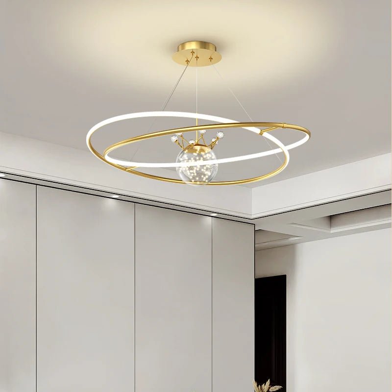 BORUIMEI Golden Rings Modern LED Chandelier - Lumen Attic