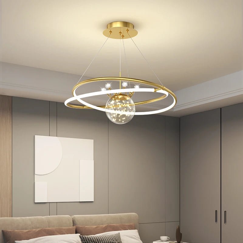 BORUIMEI Golden Rings Modern LED Chandelier - Lumen Attic