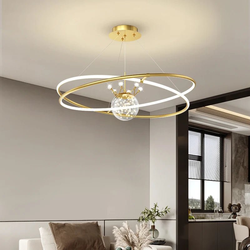 BORUIMEI Golden Rings Modern LED Chandelier - Lumen Attic