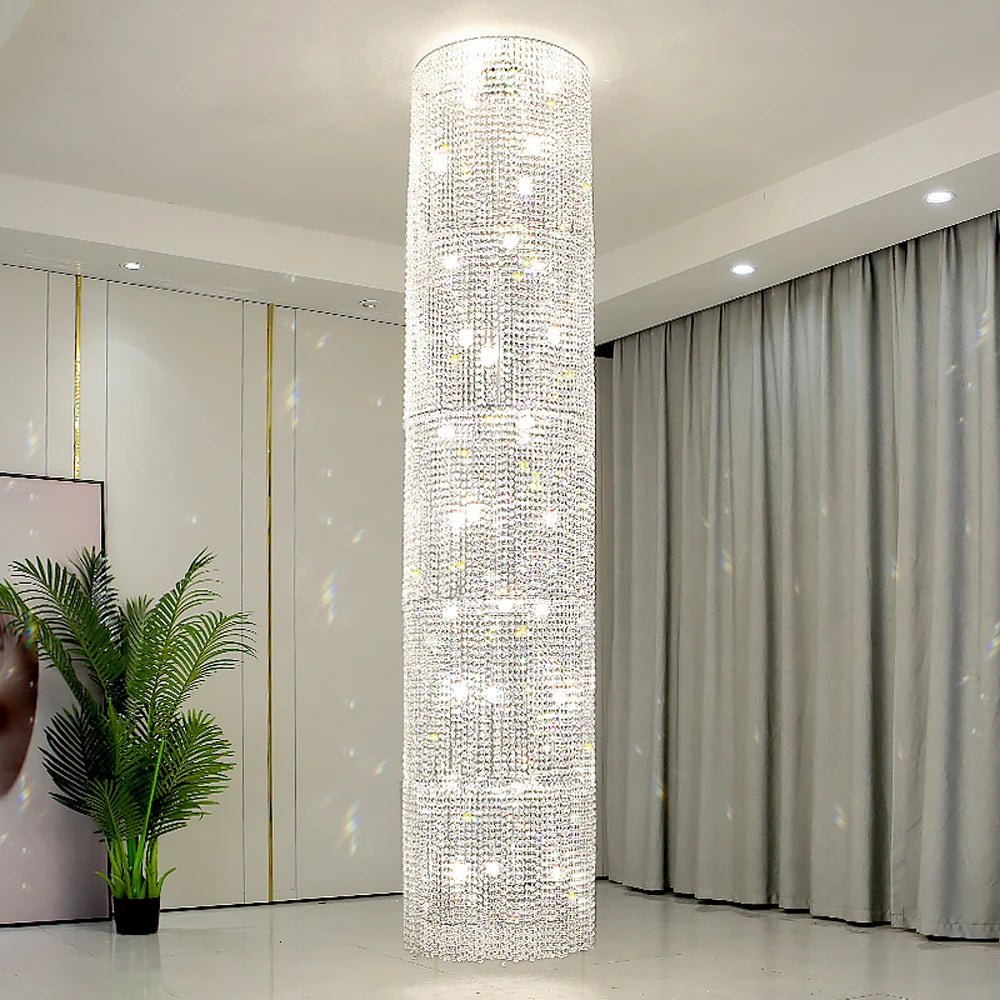 Caffmela Radiance Tall Modern Crystal Chandelier - Lumen Attic