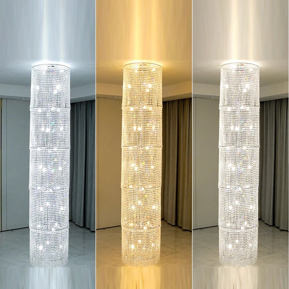 Caffmela Radiance Tall Modern Crystal Chandelier - Lumen Attic