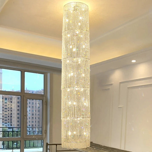 Caffmela Radiance Tall Modern Crystal Chandelier - Lumen Attic