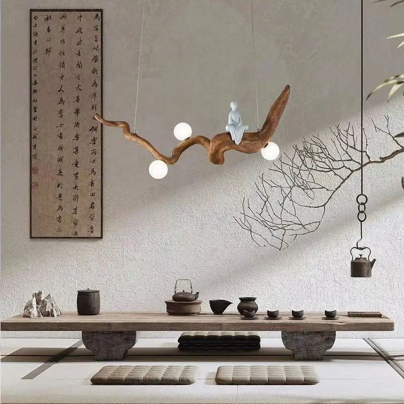 Chi Light Chinese Style Zen Resin Chandelier - Lumen Attic