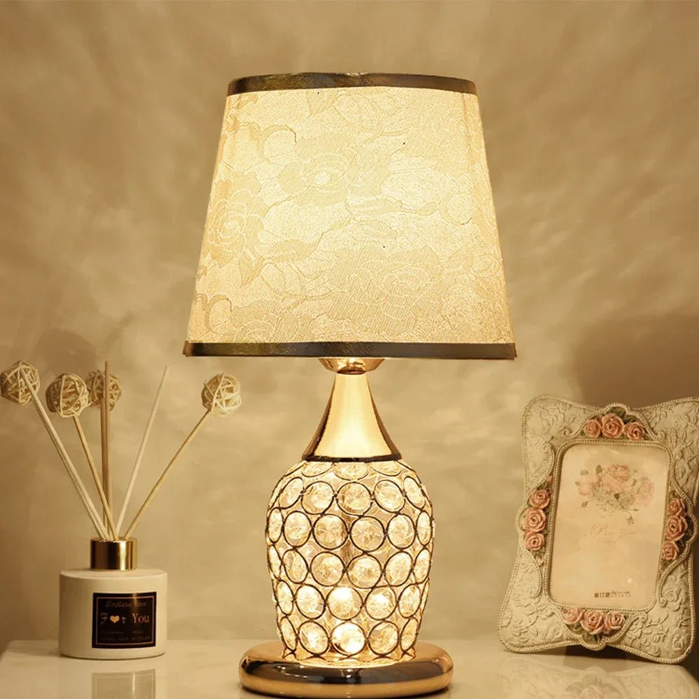 Crystal Luxe Golden Mesh Table Lamp Elegance - Lumen Attic