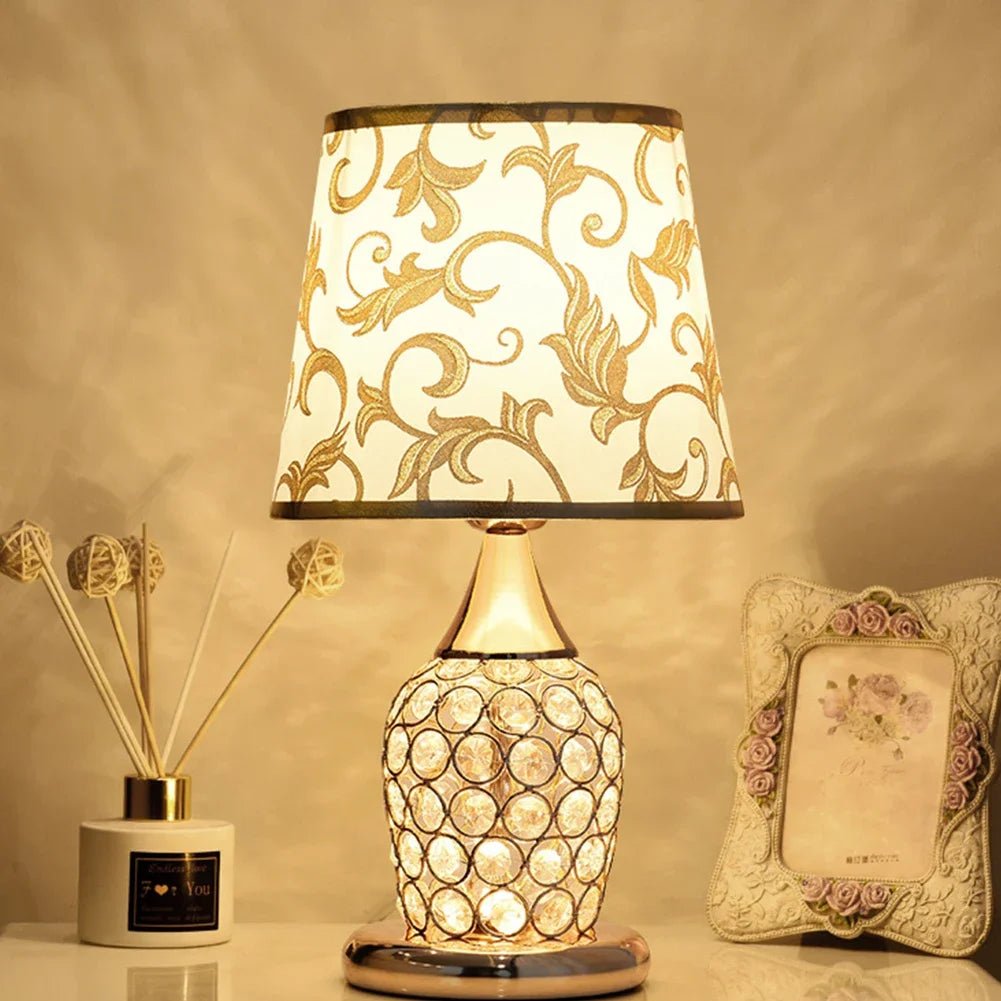 Crystal Luxe Golden Mesh Table Lamp Elegance - Lumen Attic