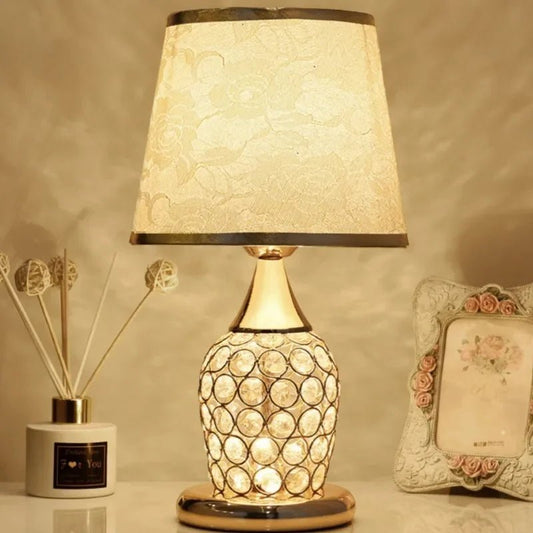 Crystal Luxe Golden Mesh Table Lamp Elegance - Lumen Attic