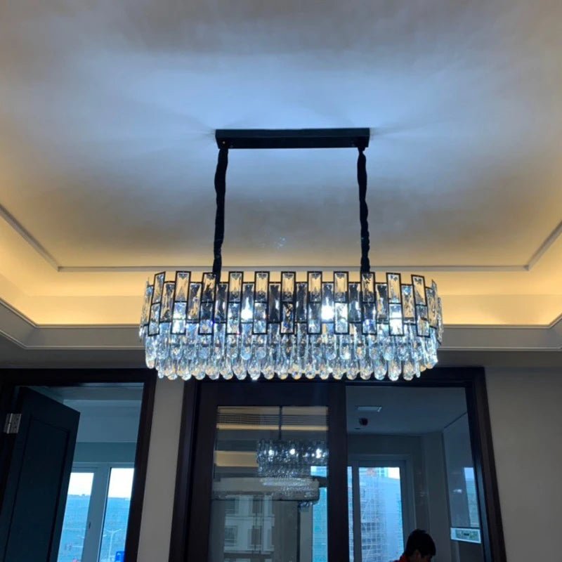 Elara Luxe Rectangular Crystal LED Dining Chandelier - Lumen Attic