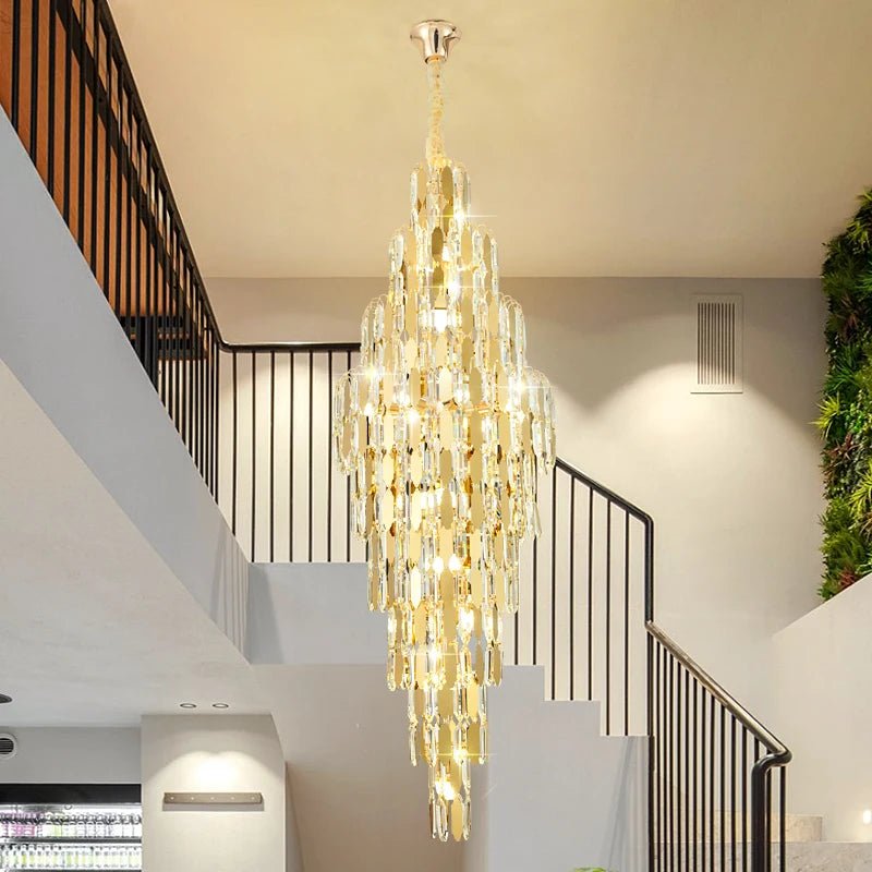 Elegano Golden Cascade Crystal Modern LED Chandelier - Lumen Attic