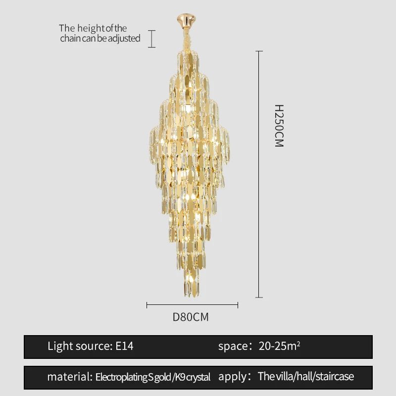 Elegano Golden Cascade Crystal Modern LED Chandelier - Lumen Attic