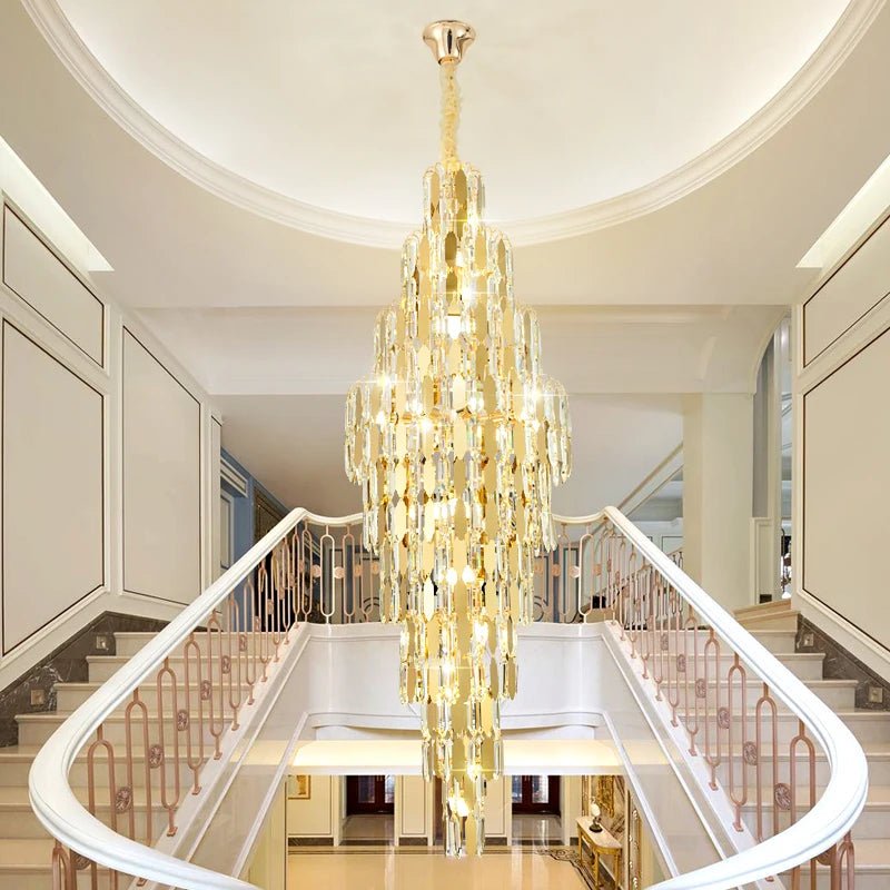 Elegano Golden Cascade Crystal Modern LED Chandelier - Lumen Attic