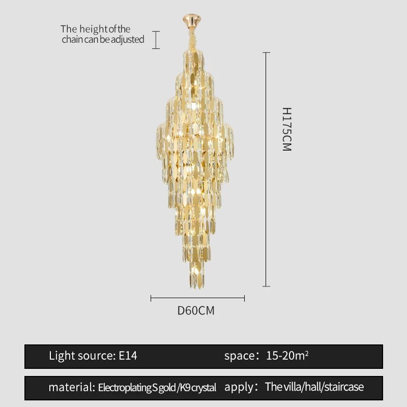 Elegano Golden Cascade Crystal Modern LED Chandelier - Lumen Attic