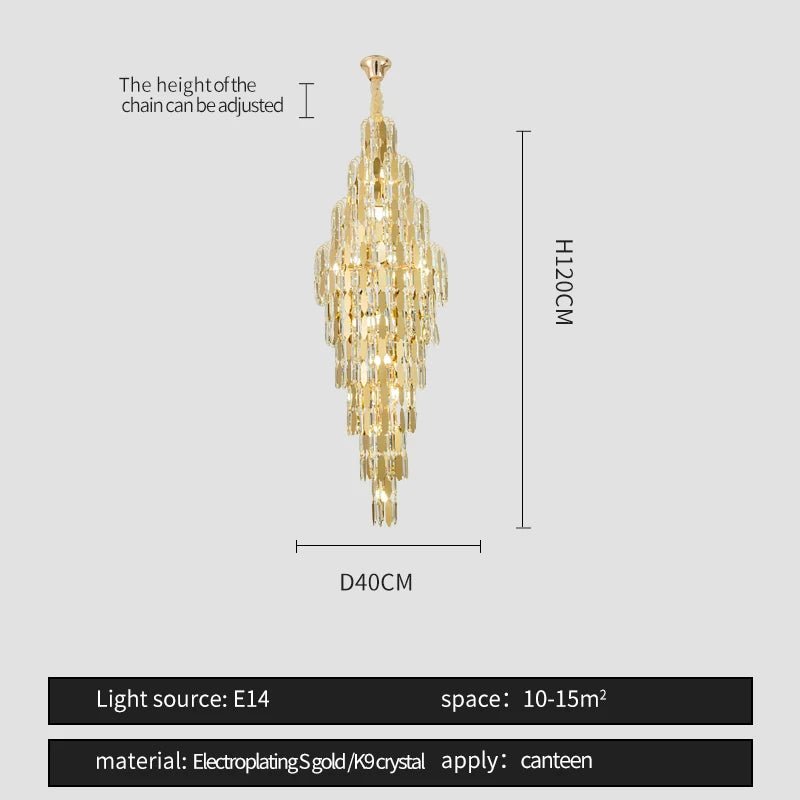 Elegano Golden Cascade Crystal Modern LED Chandelier - Lumen Attic