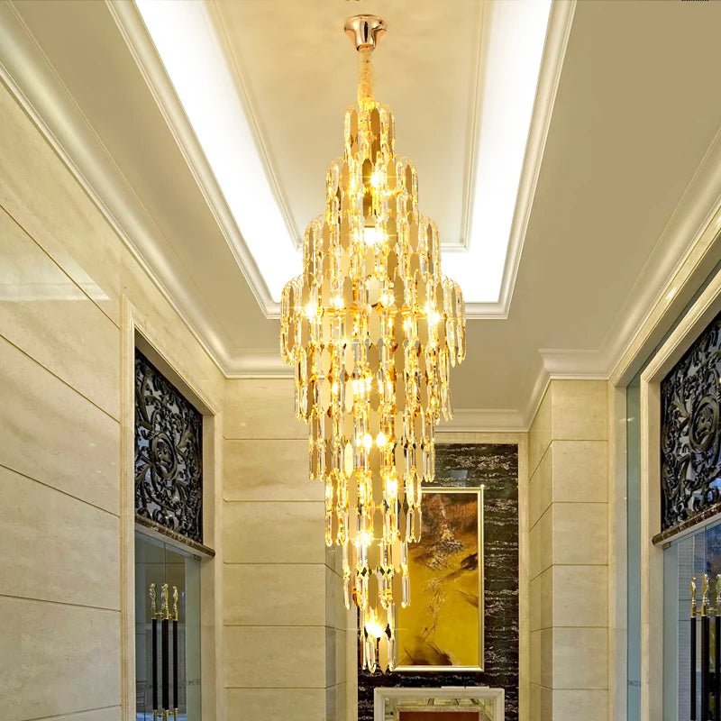 Elegano Golden Cascade Crystal Modern LED Chandelier - Lumen Attic