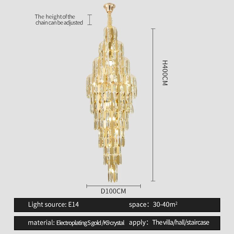 Elegano Golden Cascade Crystal Modern LED Chandelier - Lumen Attic