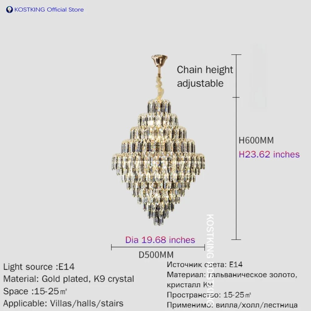 Elysian K9 Grand Crystal Chandelier - Lumen Attic