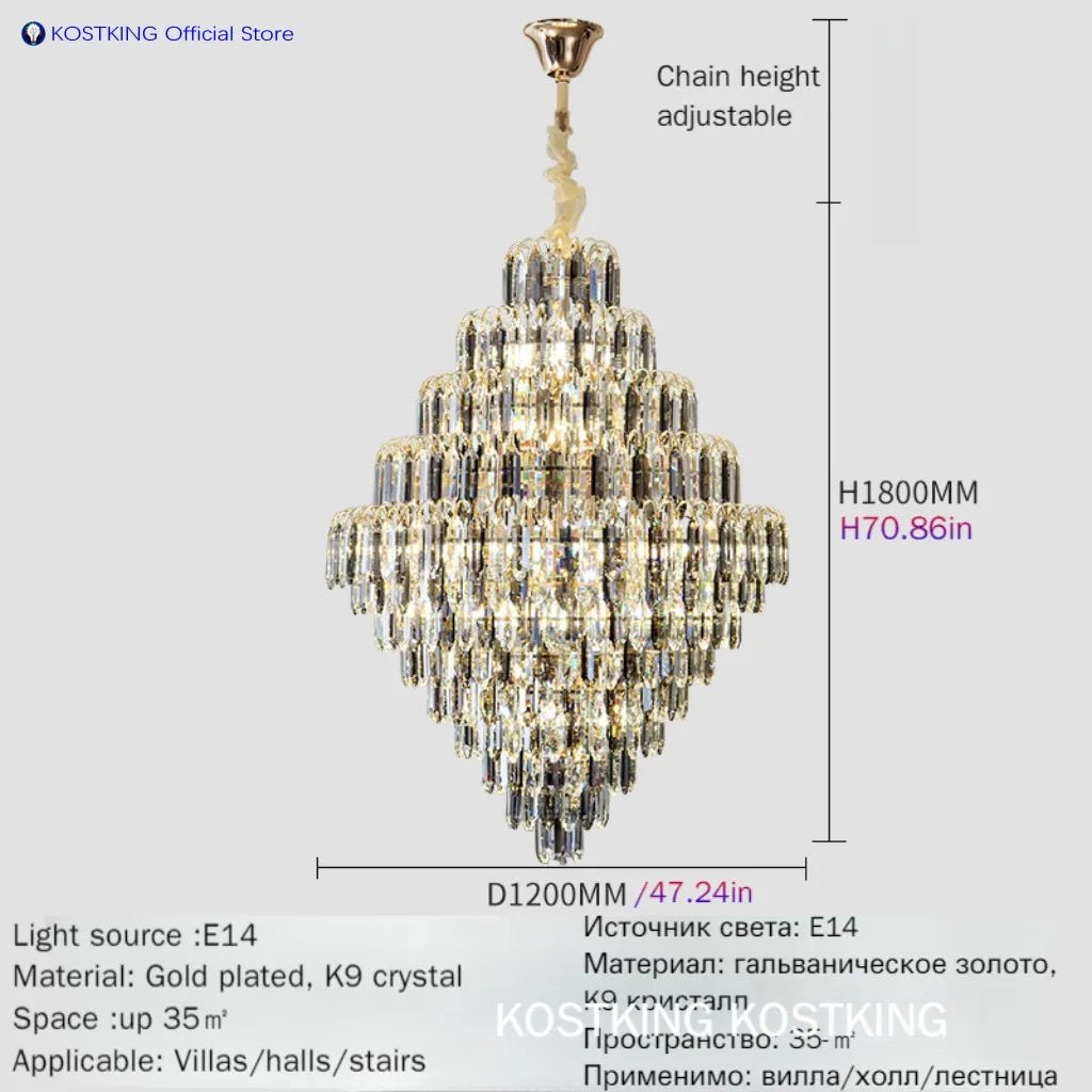 Elysian K9 Grand Crystal Chandelier - Lumen Attic