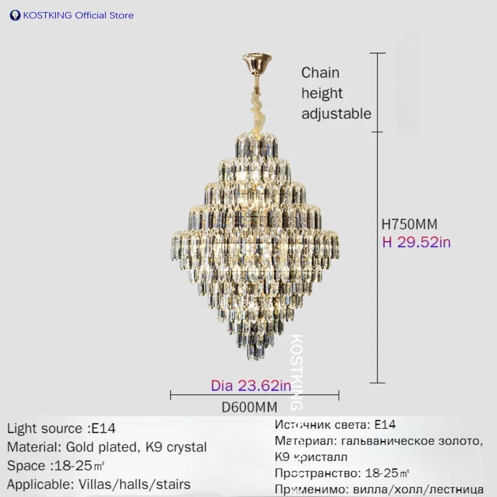 Elysian K9 Grand Crystal Chandelier - Lumen Attic