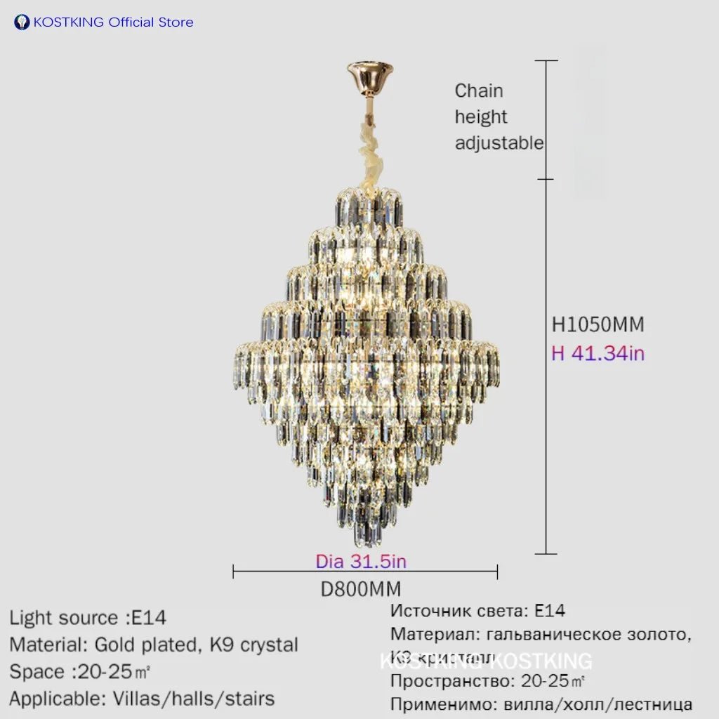 Elysian K9 Grand Crystal Chandelier - Lumen Attic