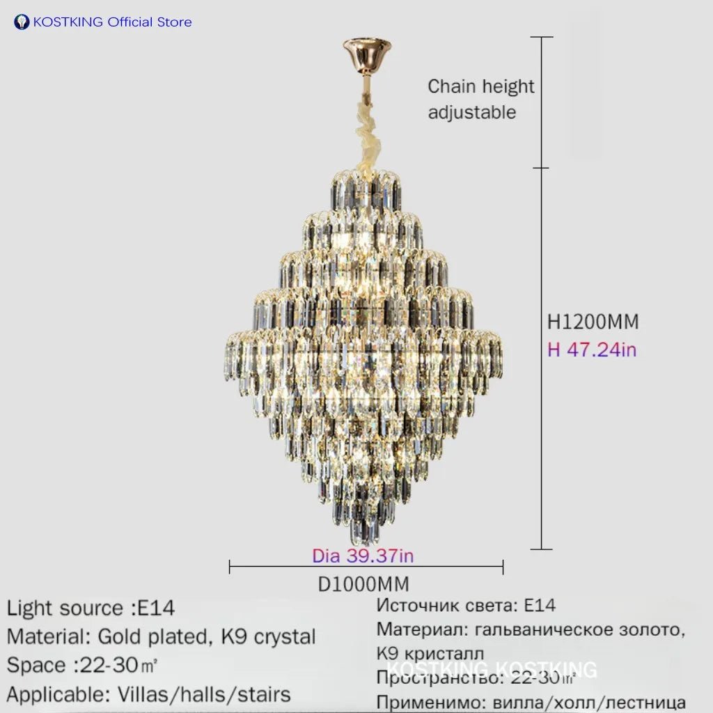 Elysian K9 Grand Crystal Chandelier - Lumen Attic