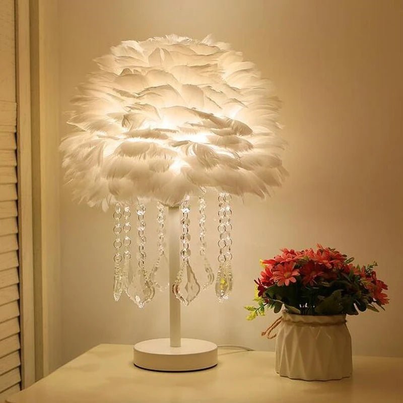 Glam Light Feather Dream Crystal Table Lamp - Lumen Attic