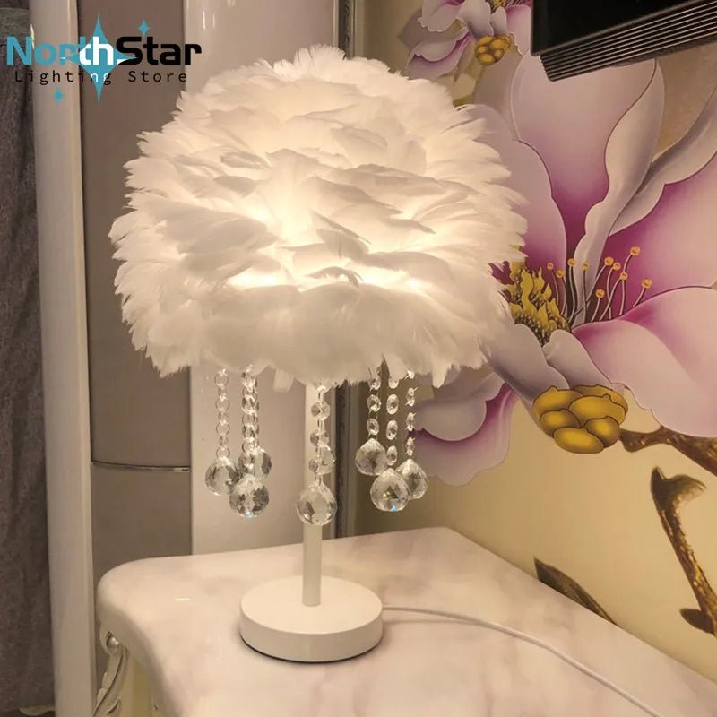 Glam Light Feather Dream Crystal Table Lamp - Lumen Attic