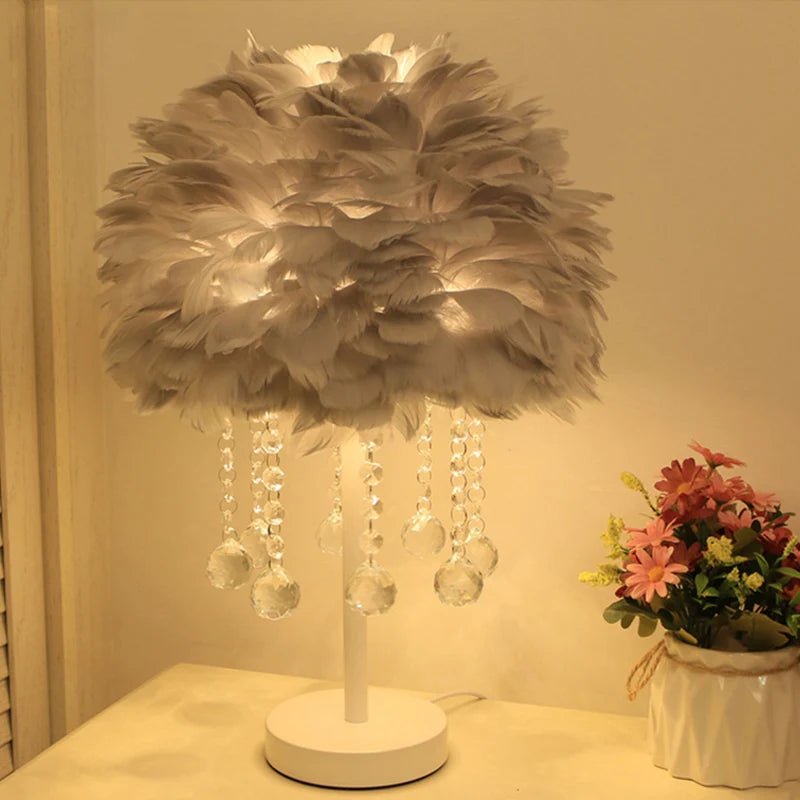 Glam Light Feather Dream Crystal Table Lamp - Lumen Attic