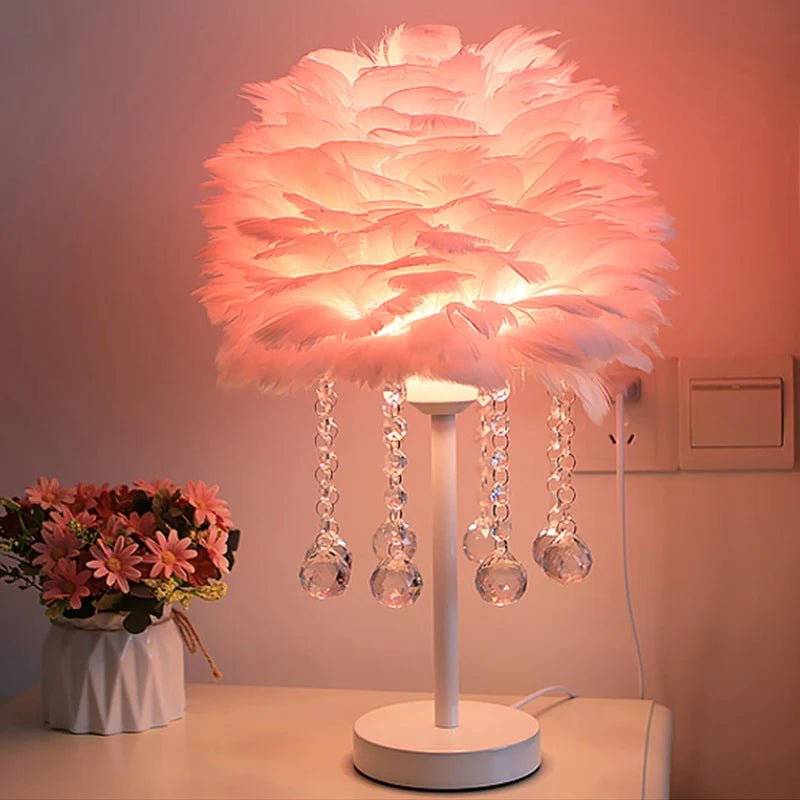 Glam Light Feather Dream Crystal Table Lamp - Lumen Attic