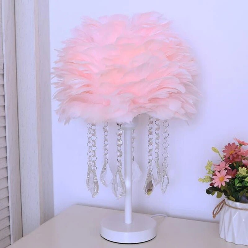 Glam Light Feather Dream Crystal Table Lamp - Lumen Attic