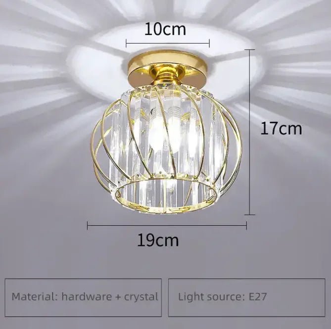 Golden Semi Flush Radiance Crystal Ceiling Light - Lumen Attic