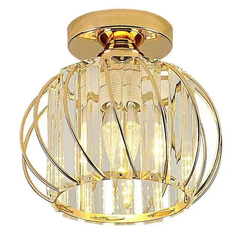 Golden Semi Flush Radiance Crystal Ceiling Light - Lumen Attic