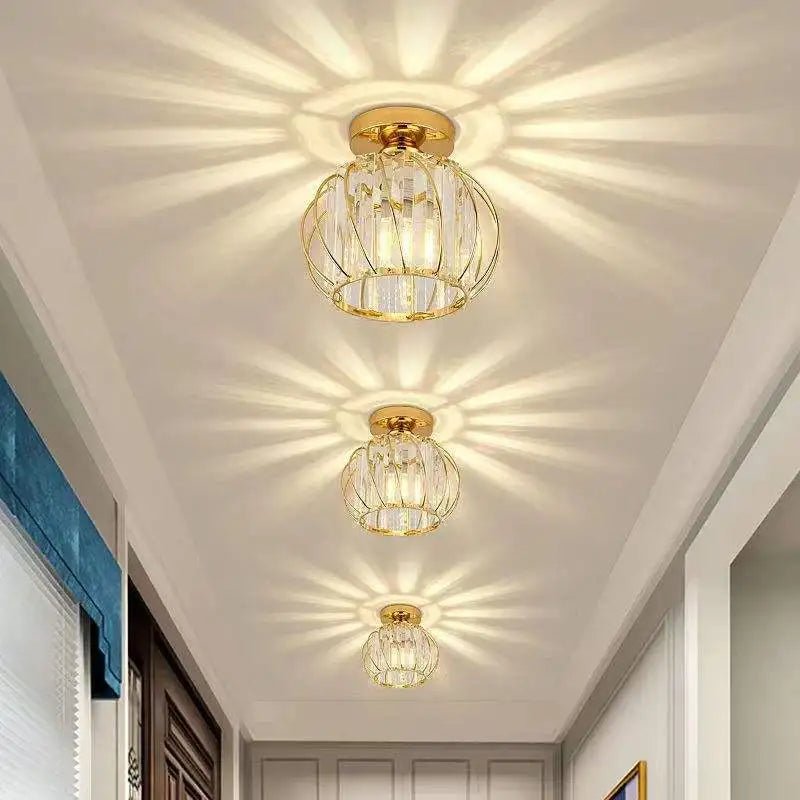 Golden Semi Flush Radiance Crystal Ceiling Light - Lumen Attic