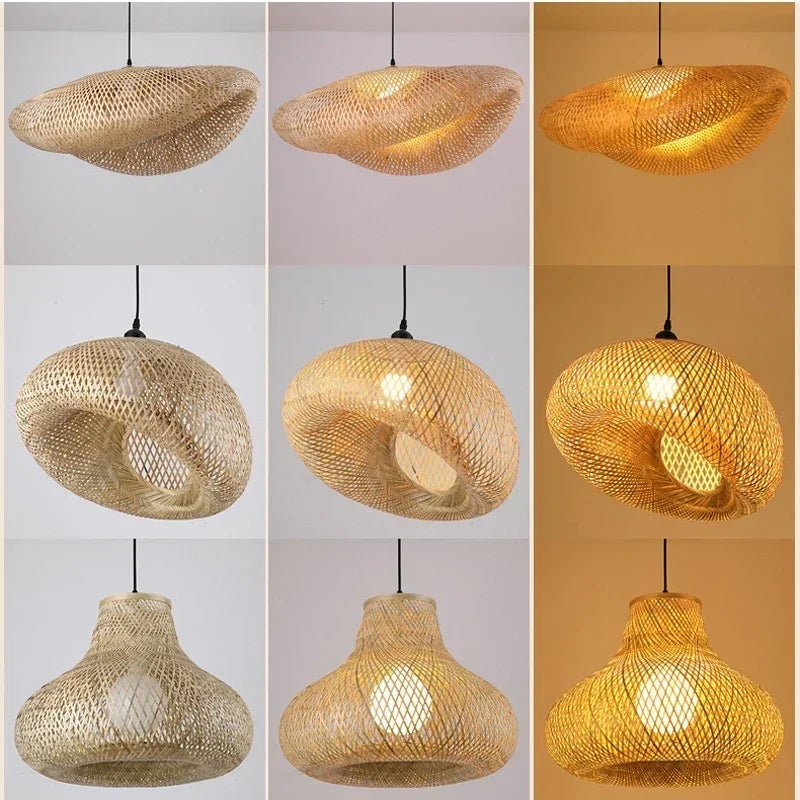 Hand Knit Bamboo Hanging Lamp Pendant Ceiling Lights - Lumen Attic