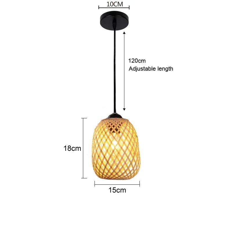 Hand Knit Bamboo Hanging Lamp Pendant Ceiling Lights - Lumen Attic