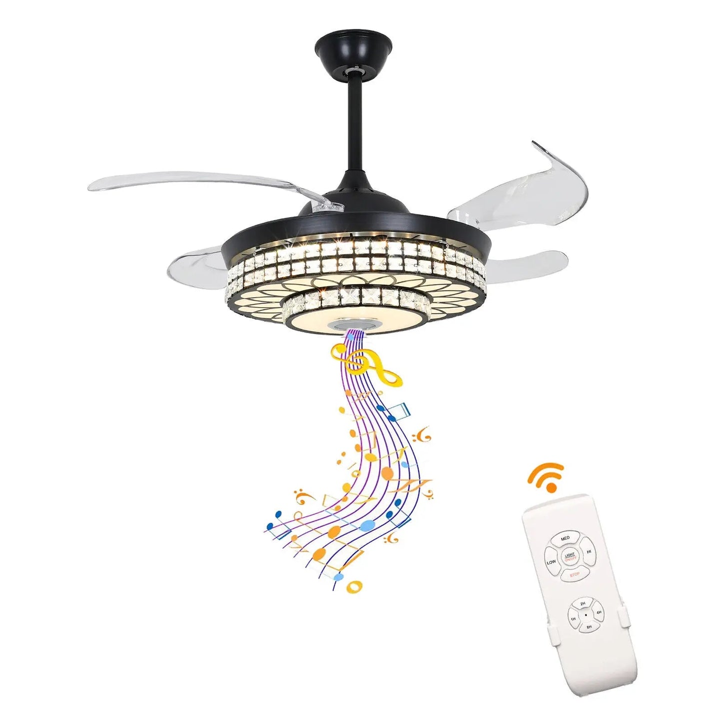 Higgin 42'' Bluetooth Ceiling Fan Dimmable LED Lights and Music Player - Lumen Attic