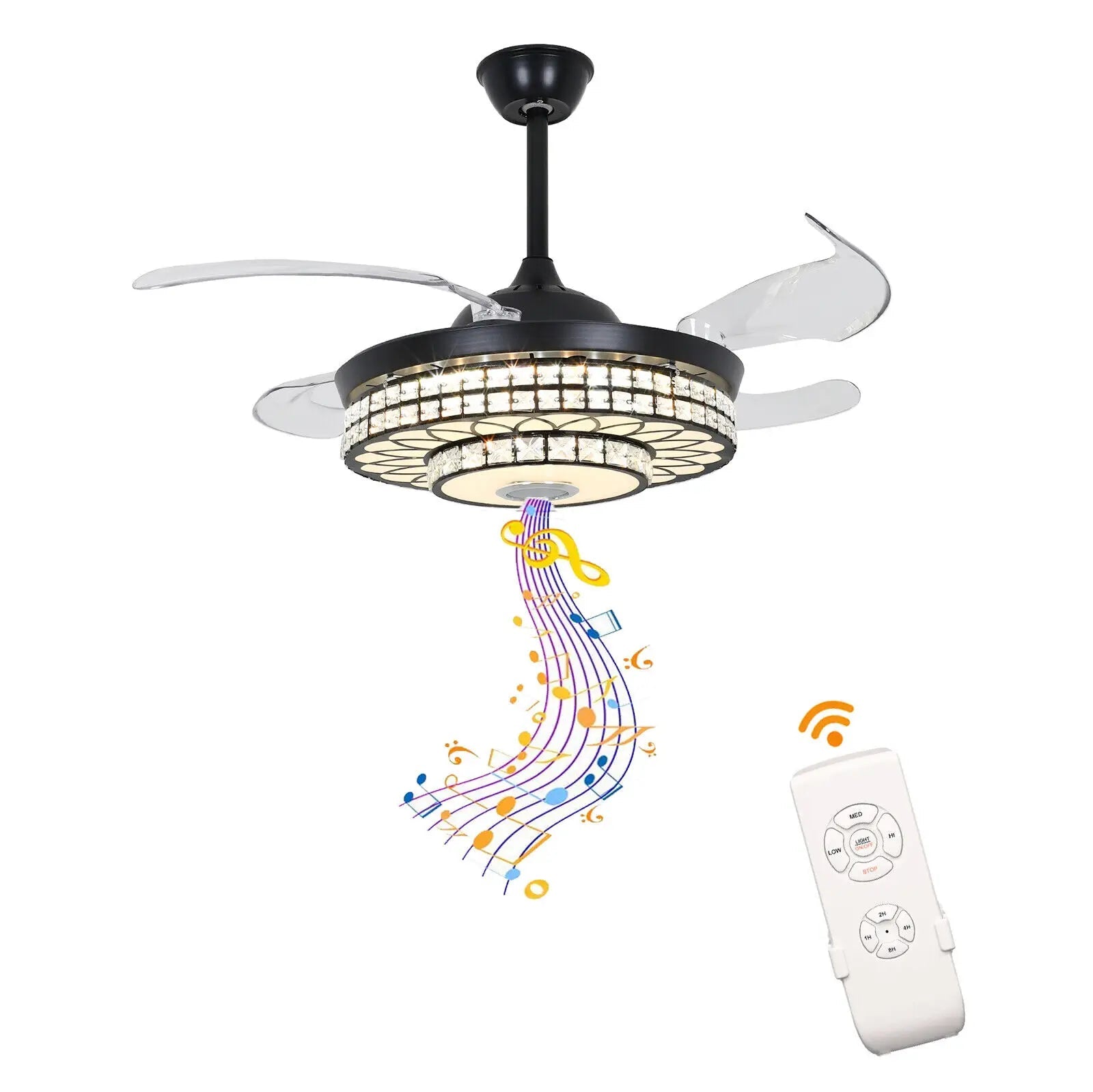 Higgin 42'' Bluetooth Ceiling Fan Dimmable LED Lights and Music Player - Lumen Attic